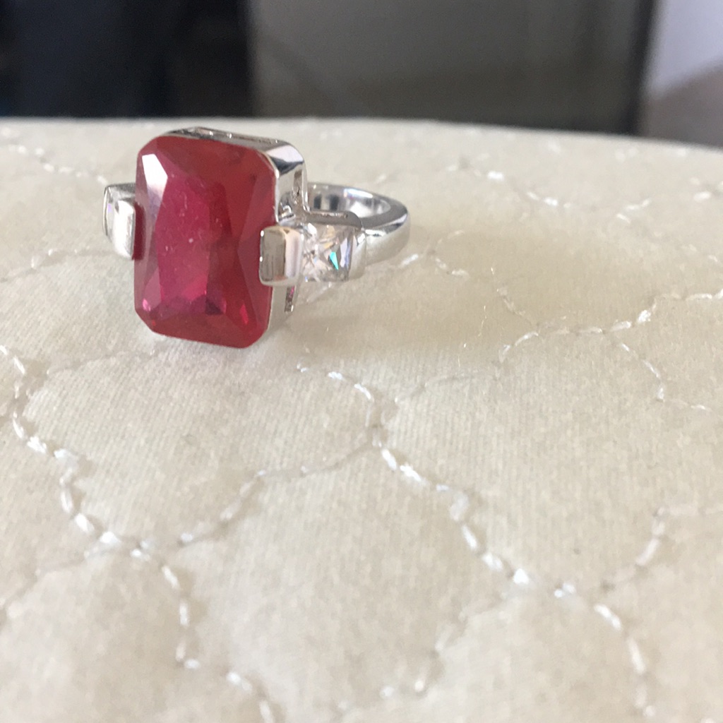 Ring With Ruby Colored Stone